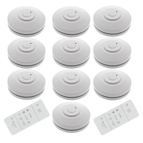 R10RF 10x Wireless Interconnected Smoke Alarms Pack With 2 Remote Controllers RAC