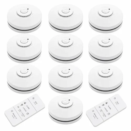 R10RF 10x Wireless Interconnected Smoke Alarms Pack With 2 Remote Controllers RAC