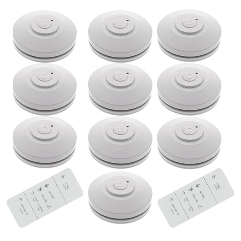10X Red R10Rf Photoelectric Interconnected Wireless Smoke Alarms With 2 Remote Controllers | 10Yr Warranty | 10Yr Lithium Battery 1 10x RED R10RF Photoelectric Interconnected Wireless Smoke Alarms with 2 Remote Controllers | 10Yr Warranty | 10Yr Lithium Battery
