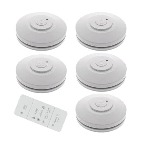 R10RF 5x Wireless Interconnected Smoke Alarms Pack With Remote Controller RAC