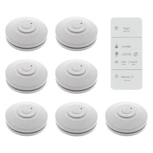 R10RF 7x Wireless Interconnected Smoke Alarms Pack With Remote Controller RAC