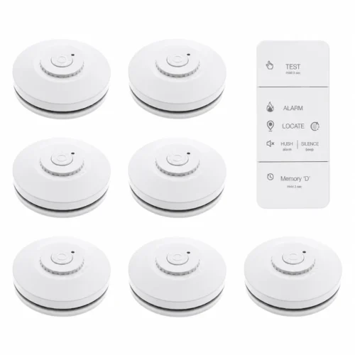 R10RF 7x Wireless Interconnected Smoke Alarms Pack With Remote Controller RAC