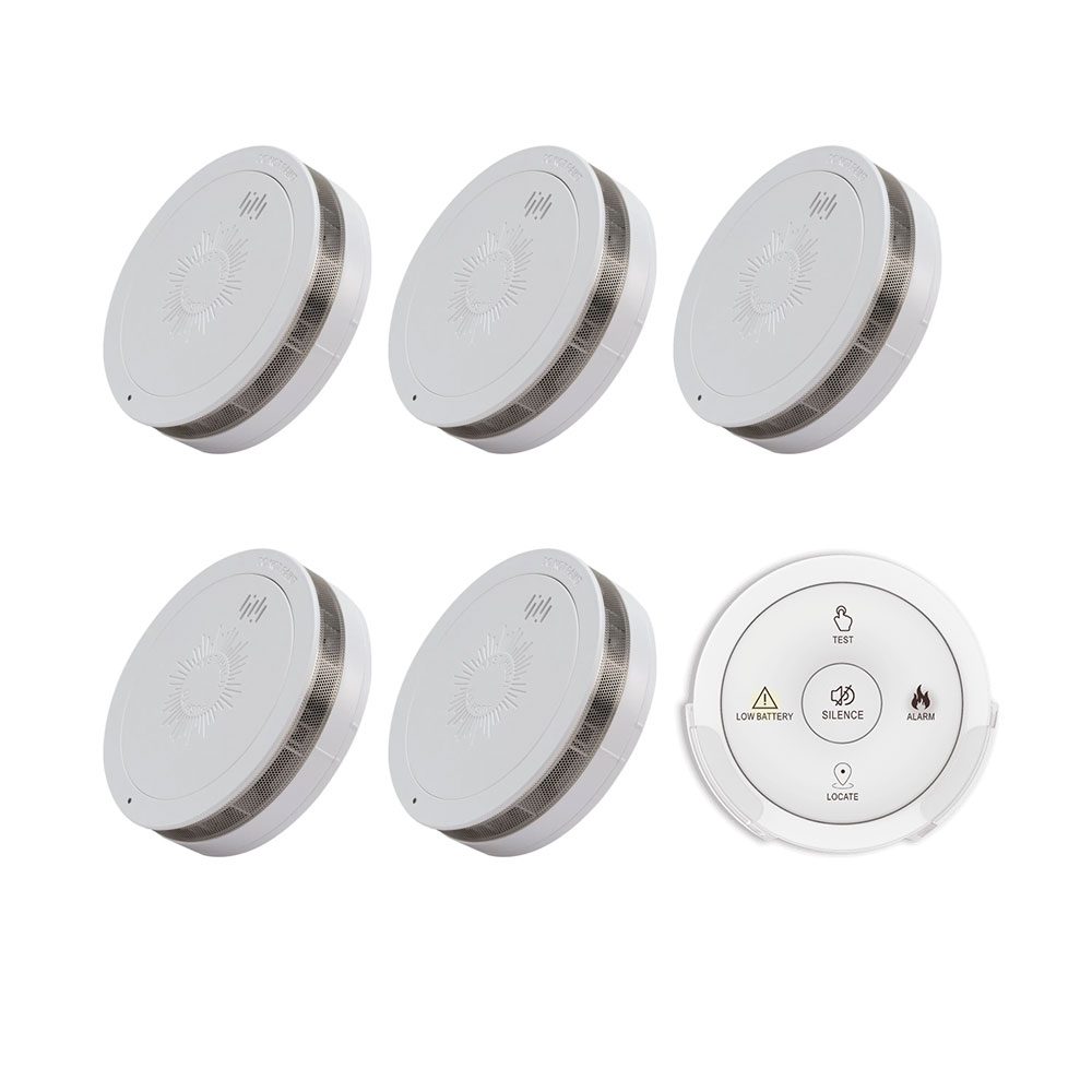5X Emerald Alarms With 1X Free Remote Controller - Evo10Rf 1 5 x Emerald EVO10RF smoke alarms with a remote controller
